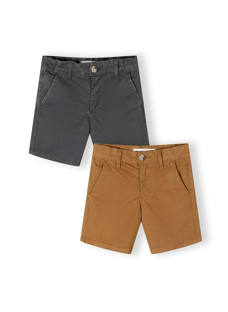 MINOTI Boys chino shorts 2-pack sand and black adjustable waist 3-15 years